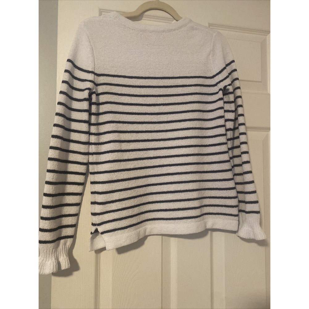 Lilly Pulitzer Sweater Soft Fuzzy Black Stripe Size Small Black White Winter - Picture 3 of 3